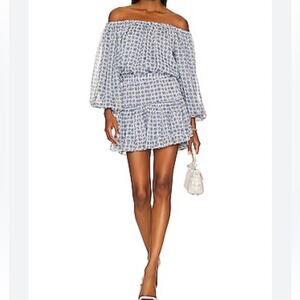 Misa LA Zonia Off the Shoulder Chiffon Mini Dress S NWT Boho Romantic Fairy